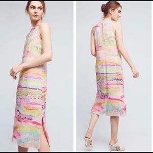 Anthropologie HD in Paris Silk Painted Watercolor Column Dress